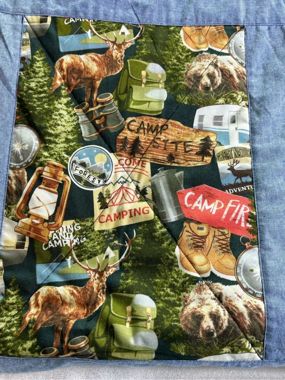 Handmade Boy Scouts Quilt 55x51 Patriotic Patchwork Camping Scout Throw Blanket